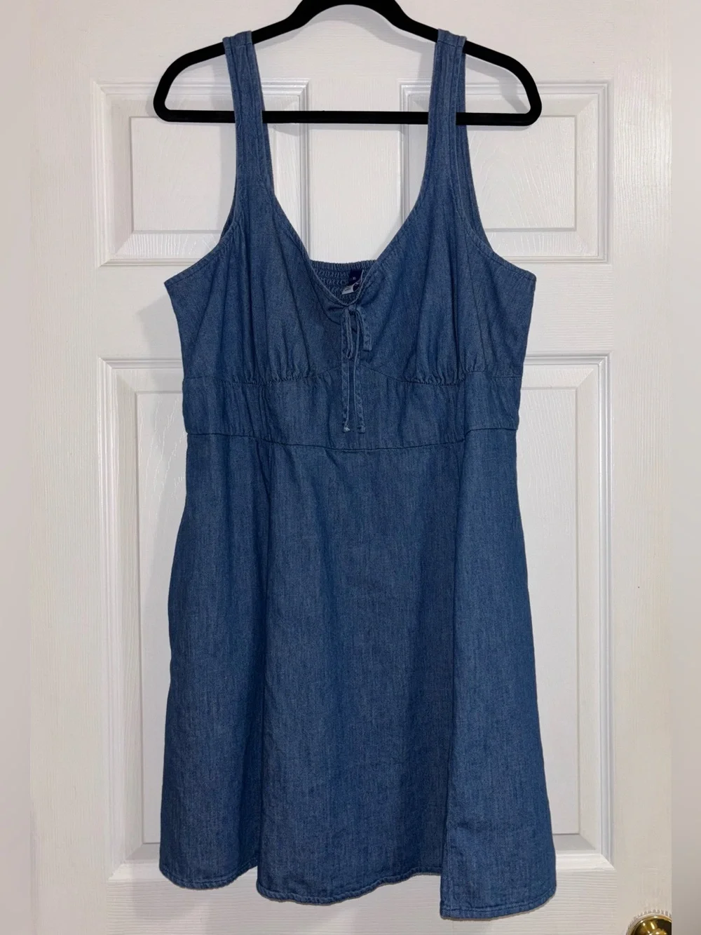 maeve denim dress Mini With Leopard Details Size:17 x 34 everyday cotton dress Women's Cotton Blend Casual Extra Small Bust